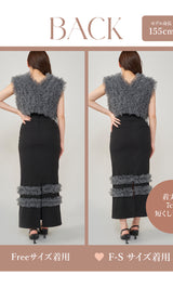 モデル：155cm（着用サイズ：F-S/FREE　着用カラー：BLK）