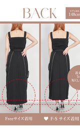 モデル：148cm（着用サイズ：F-S/FREE　着用カラー：BLK）