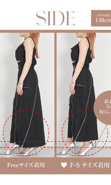 モデル：148cm（着用サイズ：F-S/FREE　着用カラー：BLK）