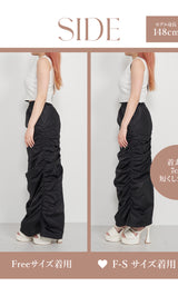 モデル：148cm（着用サイズ：F-S/FREE　着用カラー：BLK）