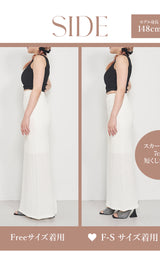 モデル：148cm（着用サイズ：F-S/FREE　着用カラー：BLK）