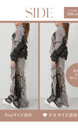 モデル：148cm（着用サイズ：F-S/FREE　着用カラー：GRY）
