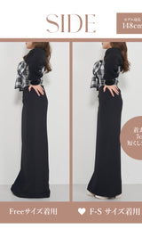 モデル：148cm（着用サイズ：F-S/FREE　着用カラー：BLK）