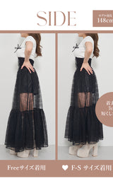 モデル：148cm（着用サイズ：F-S/FREE　着用カラー：BLK）