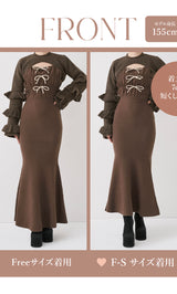 モデル：155cm（着用サイズ：F-S/FREE　着用カラー：BRN）