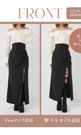 モデル：155cm（着用サイズ：F-S/FREE　着用カラー：BLK）