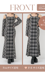 モデル：155cm（着用サイズ：F-S/FREE　着用カラー：BLK）