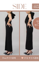 モデル：155cm（着用サイズ：FREE/F-S　着用カラー：BLK）