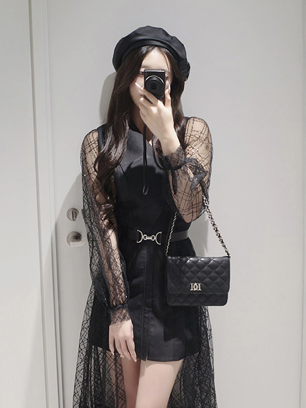 モデル：155cm（着用サイズ：FREE　着用カラー：BLK）