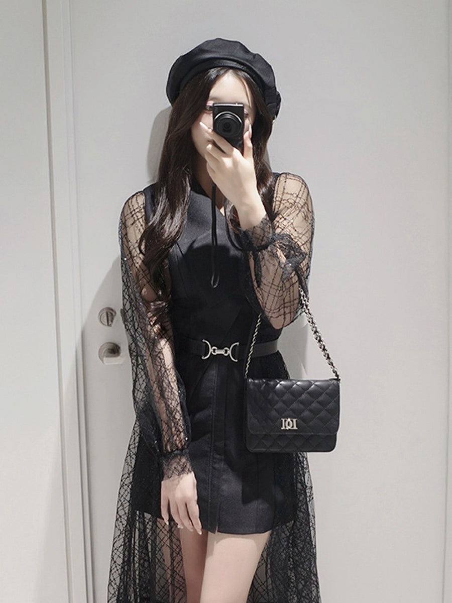 モデル：155cm（着用サイズ：FREE　着用カラー：BLK）