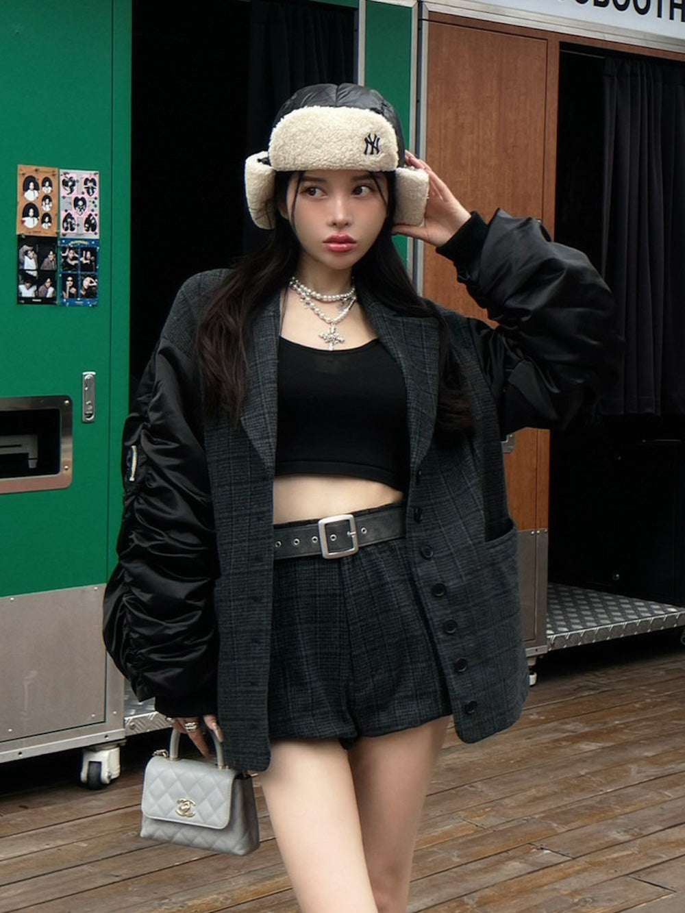 チェックドッキングブルゾン