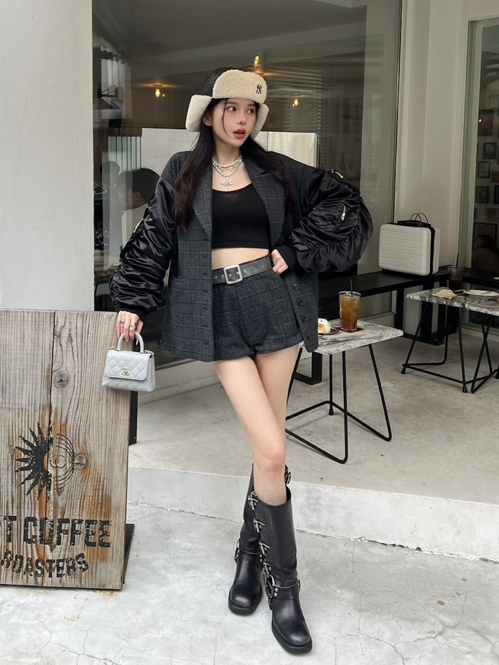 チェックドッキングブルゾン