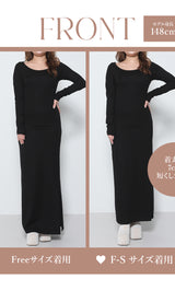 モデル：148cm（着用サイズ：F-S/FREE　着用カラー：BLK）