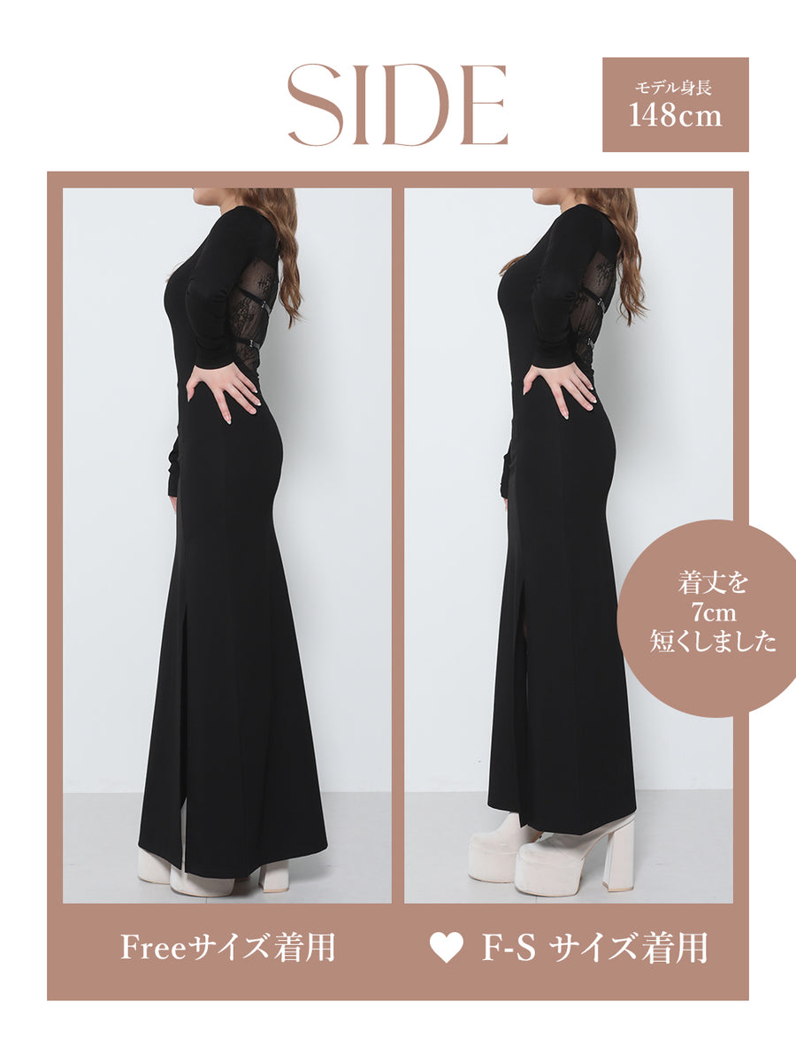 モデル：148cm（着用サイズ：F-S/FREE　着用カラー：BLK）