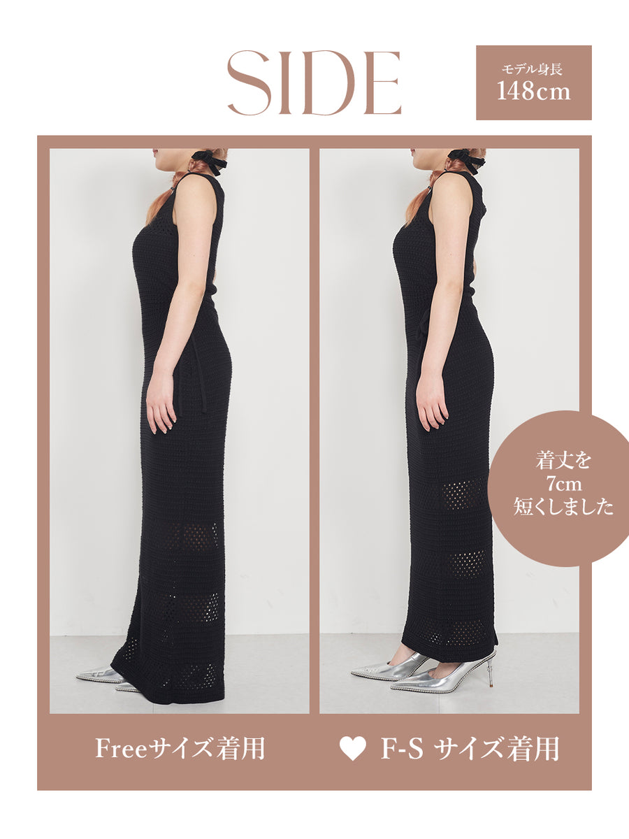 モデル：148cm（着用サイズ：F-S/FREE　着用カラー：BLK）