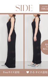 モデル：148cm（着用サイズ：F-S/FREE　着用カラー：BLK）