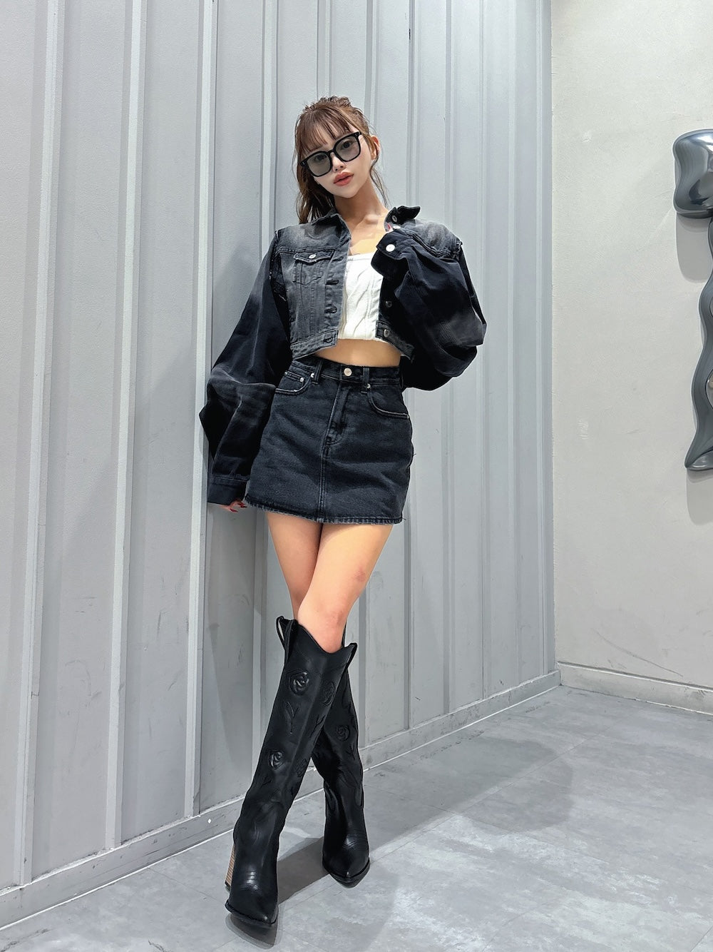 モデル：158cm（着用サイズ：S　着用カラー：BLK）