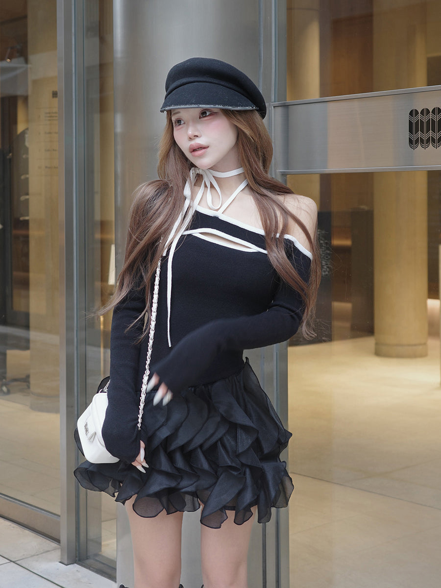 モデル：158cm（着用サイズ：FREE　着用カラー：BLK）