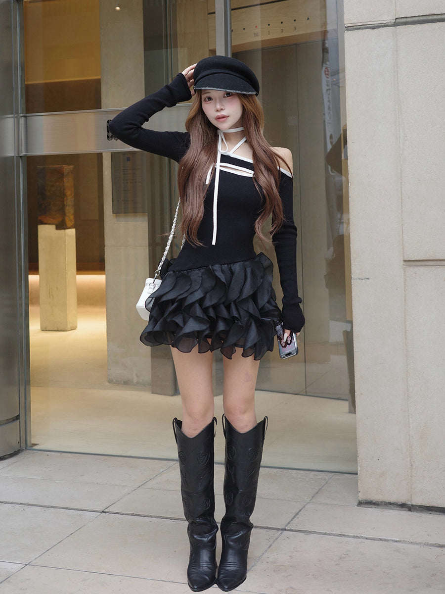 モデル：158cm（着用サイズ：FREE　着用カラー：BLK）