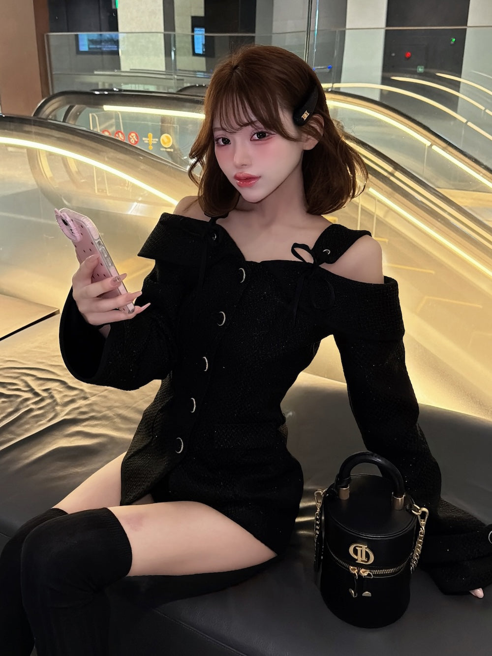 モデル：158cm（着用サイズ：S　着用カラー：BLK）