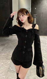 モデル：158cm（着用サイズ：S　着用カラー：BLK）