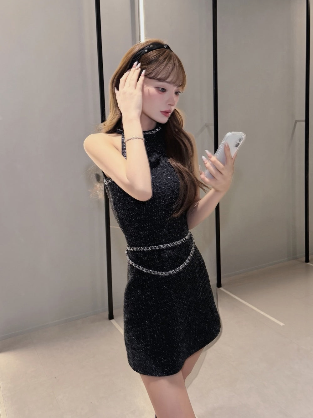 チェーンベルトツイードアメスリミニワンピース – Darich