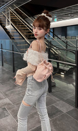 モデル：158cm（着用サイズ：M　着用カラー：I-BLU）