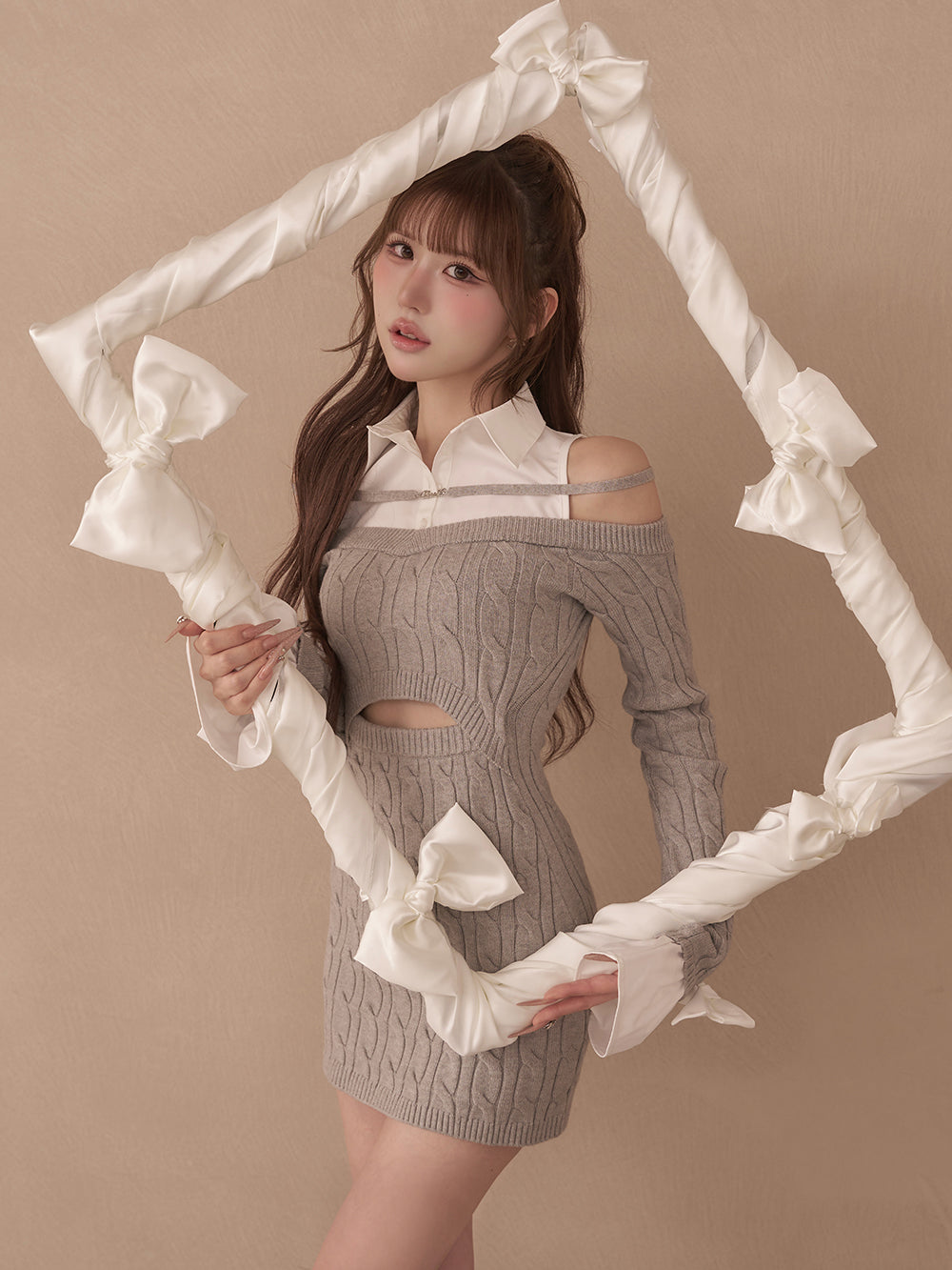 モデル：165cm（着用サイズ：FREE　着用カラー：GRY）