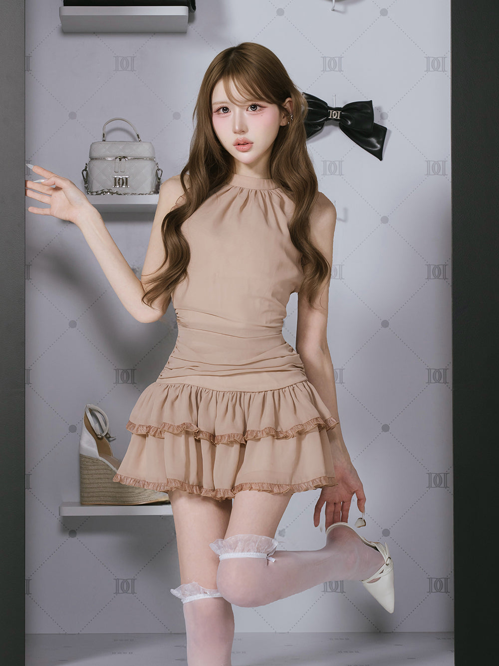 ボリュームフリルシフォンミニワンピース – Darich
