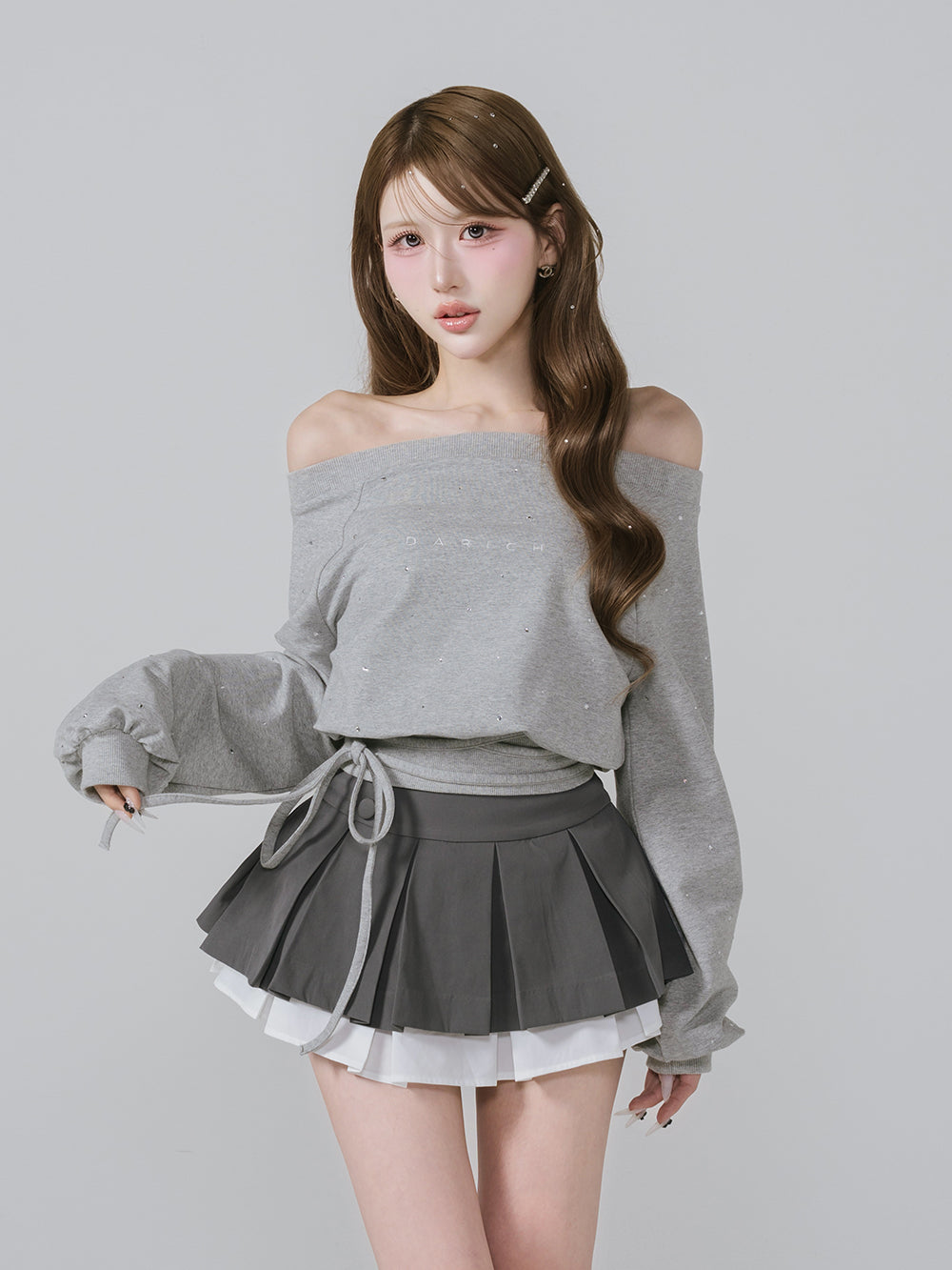 ウエストデザインビジューオフショルダートップス – Darich