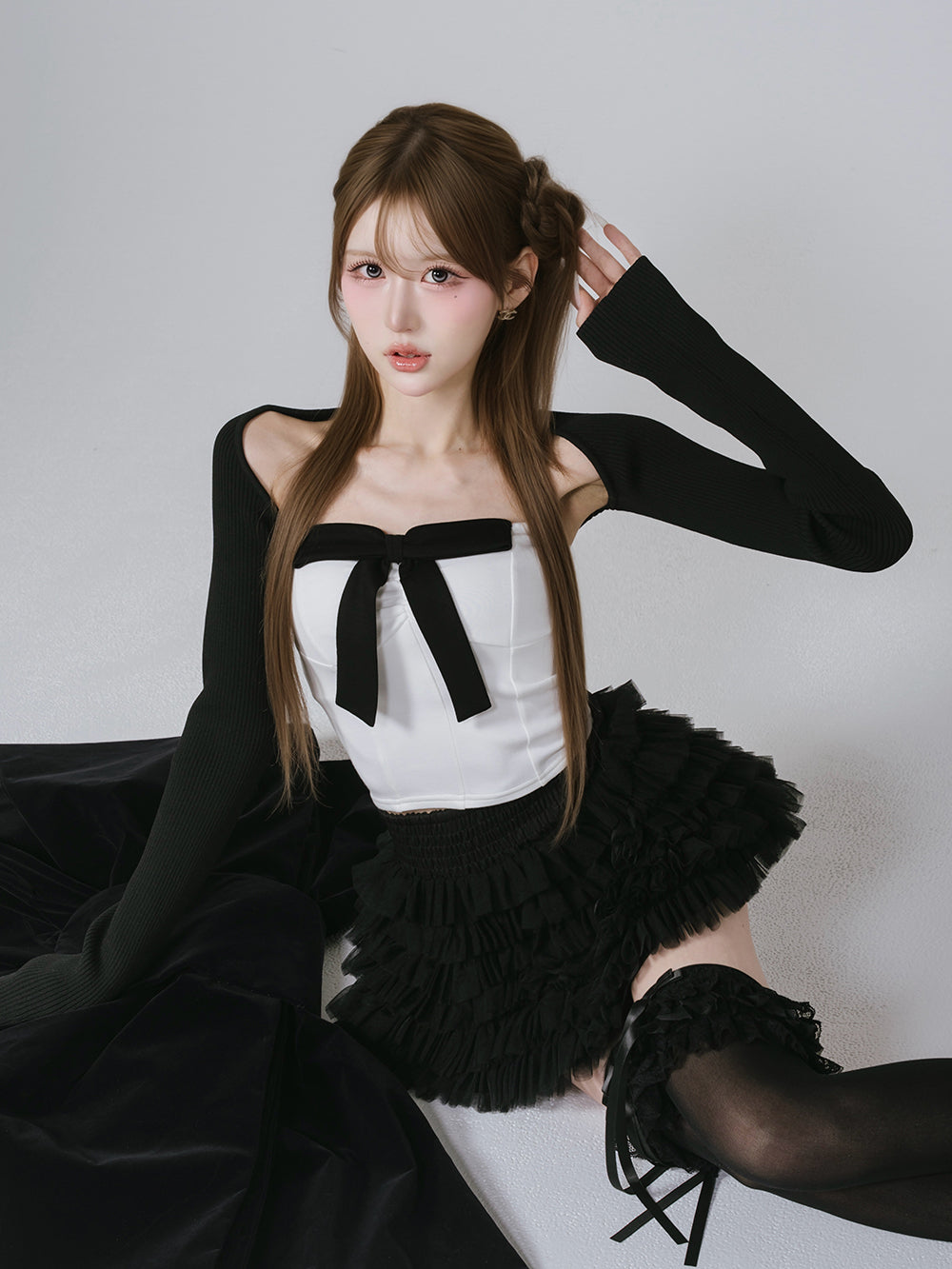 Darich☆ニットボレロリボンベアトップスGRY新品未使用タグ付き未開封 Darich - Darich☆ニットボレロリボンベアトップスGRY新品未使用タグ