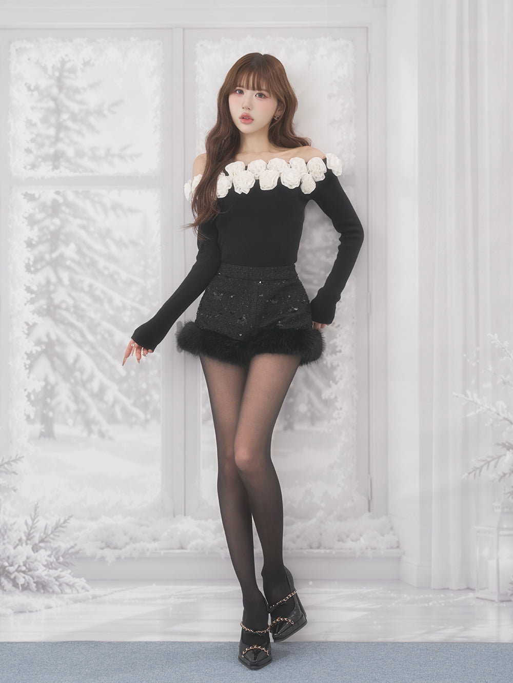 モデル：165cm（着用サイズ：FREE　着用カラー：BLK）