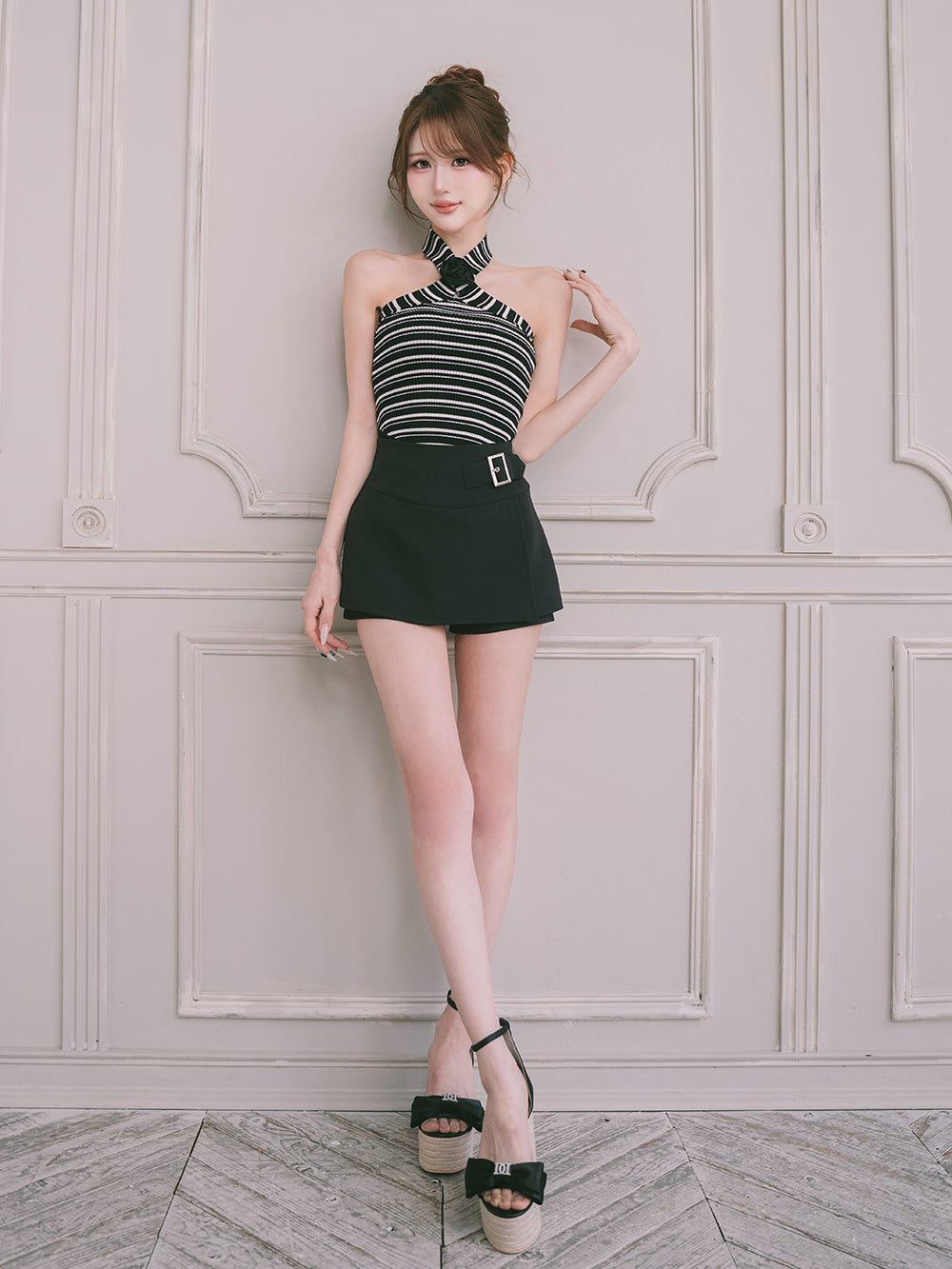 モデル：165cm（着用サイズ：S　着用カラー：BLK）