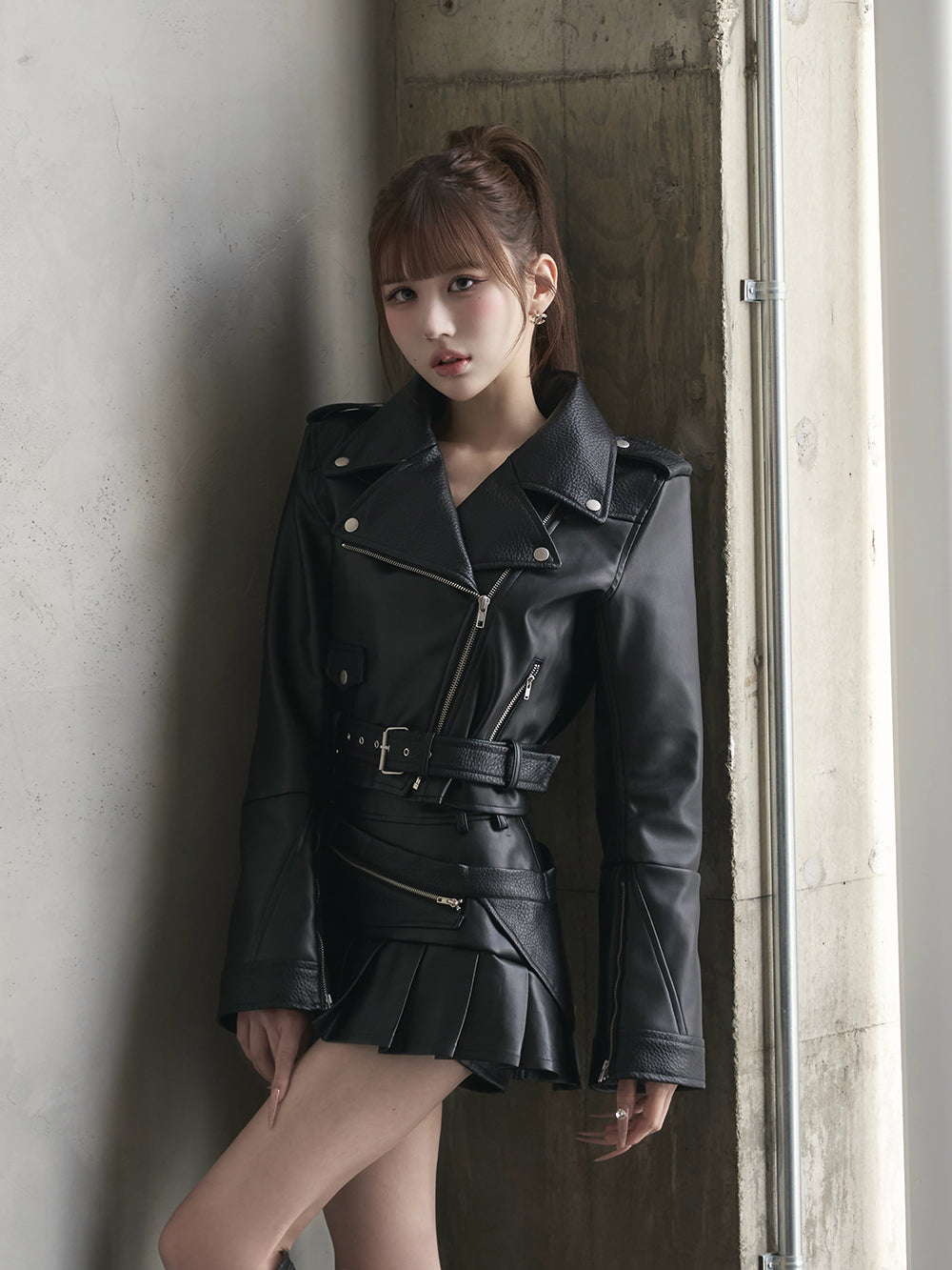 レディエッジライダースショートジャケット - blk