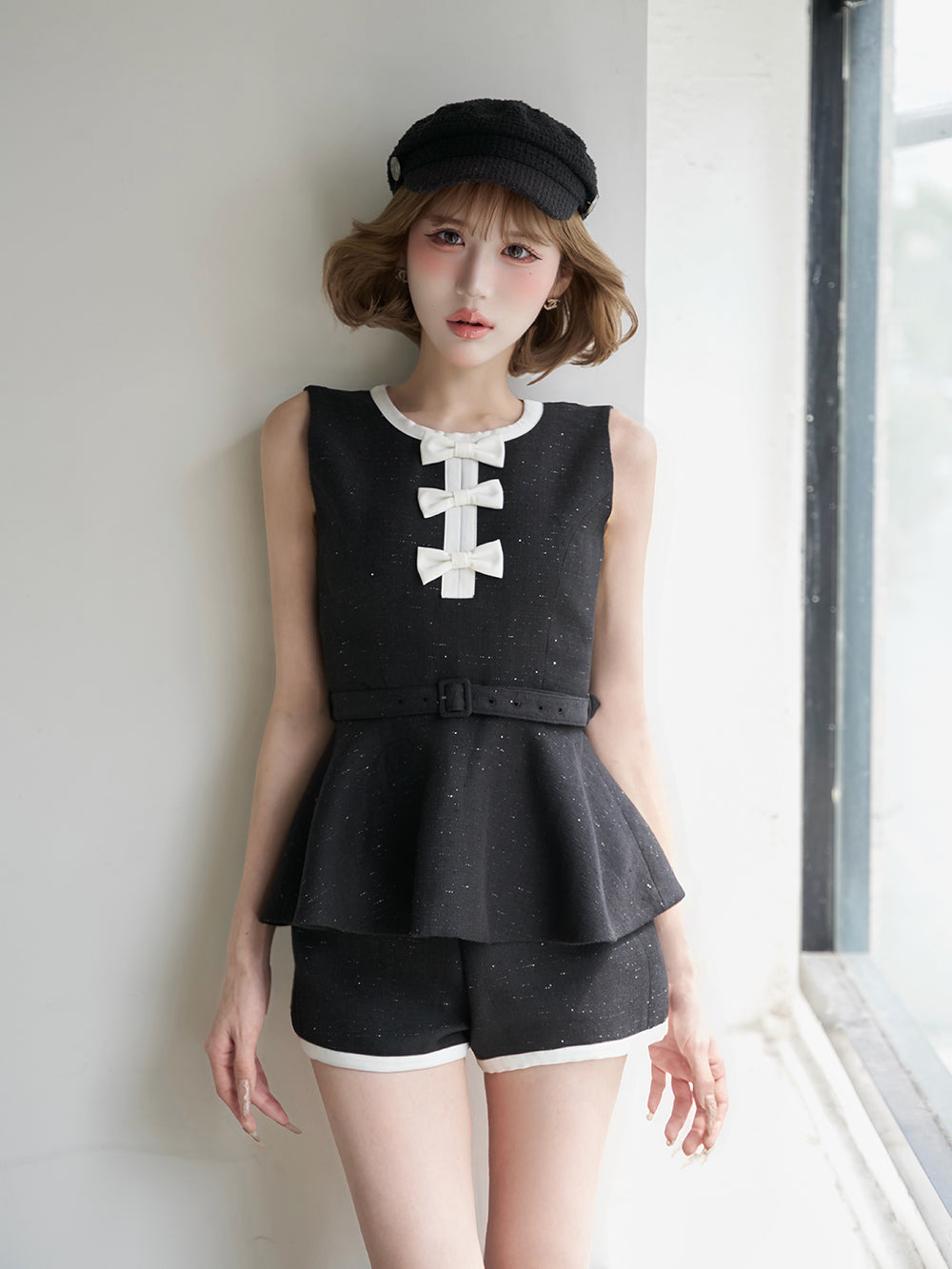 ウエストラインバイカラーリボンセットアップ - blk