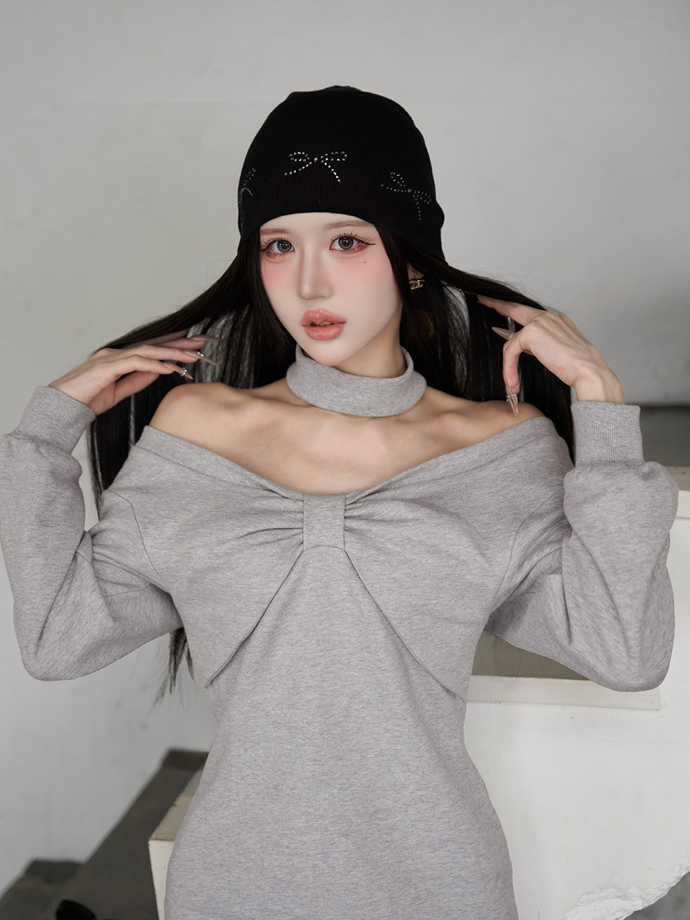 モデル：165cm（着用サイズ：FREE　着用カラー：GRY）