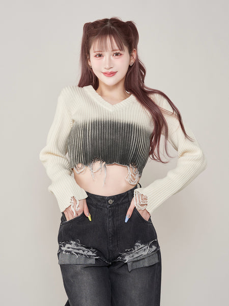 Spray Design Knit Top