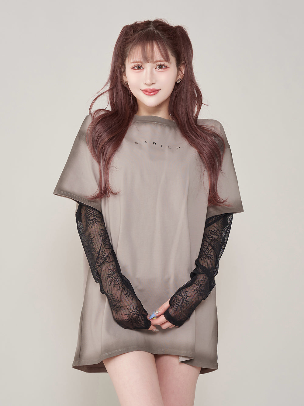 インナーレーススプレーTシャツ - gry