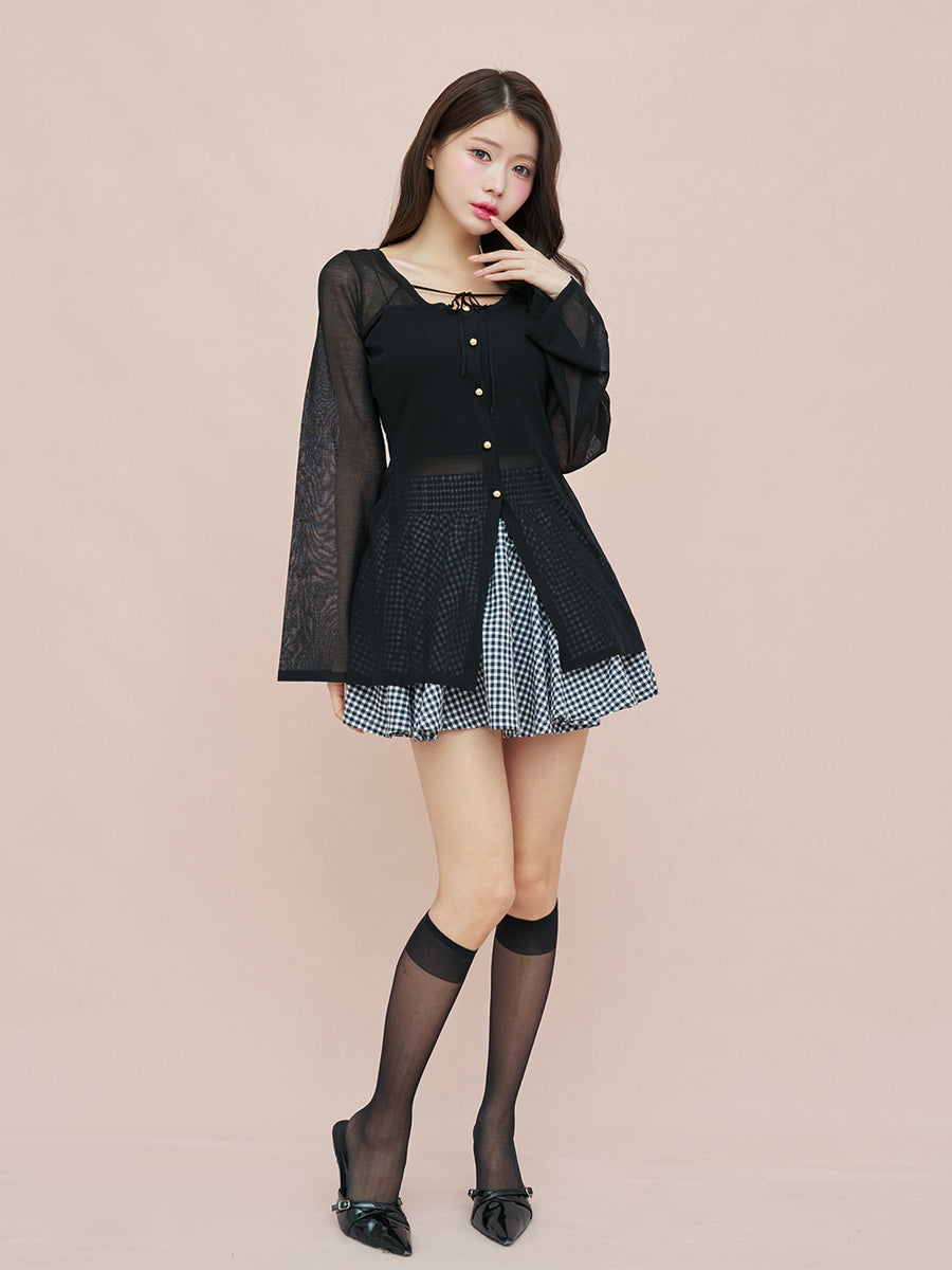 モデル：164cm（着用サイズ：FREE　着用カラー：BLK）