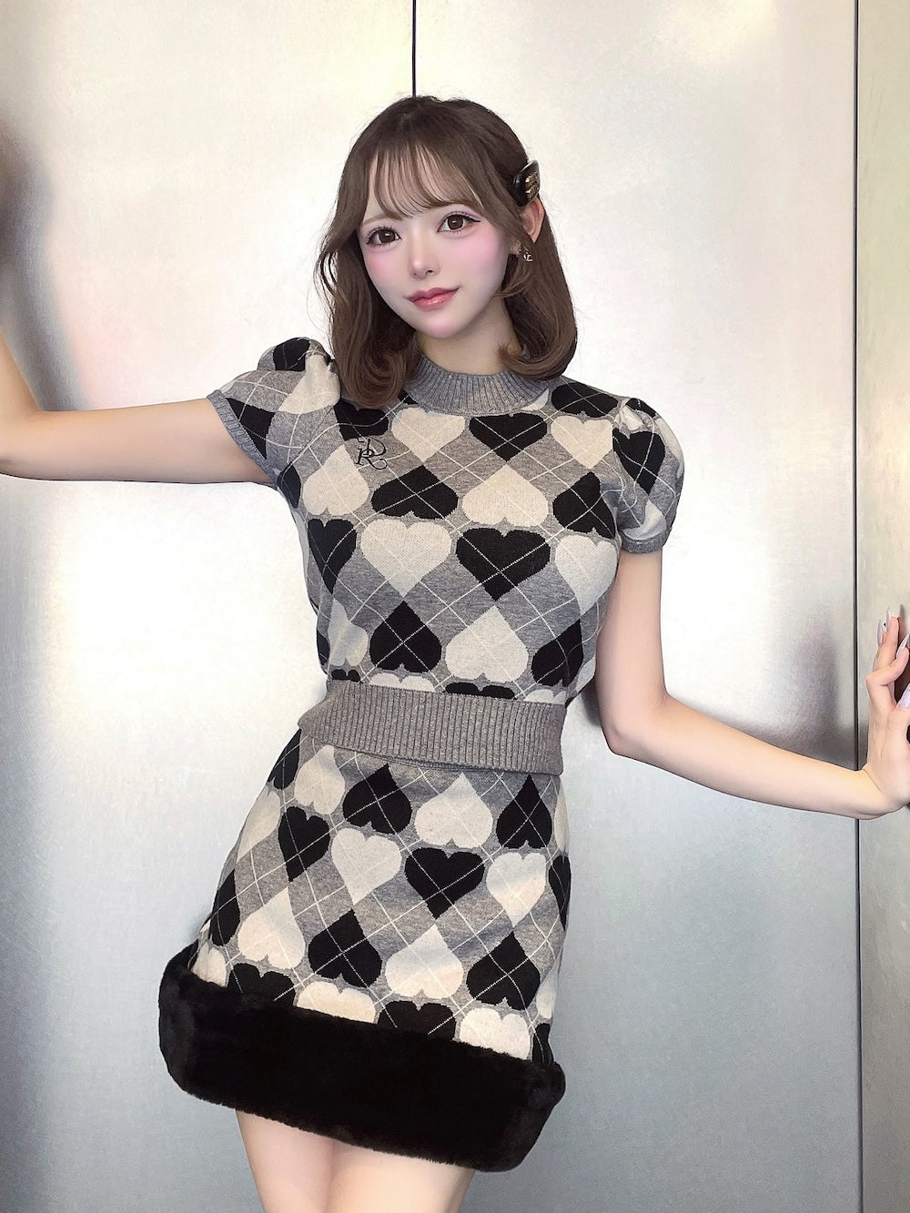 モデル：158cm（着用サイズ：FREE　着用カラー：GRY）
