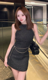 チェーンベルトツイードアメスリミニワンピース – Darich
