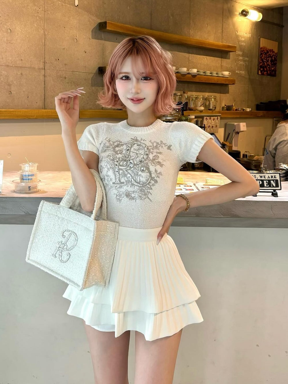 ナロープリーツティアードミニスカート