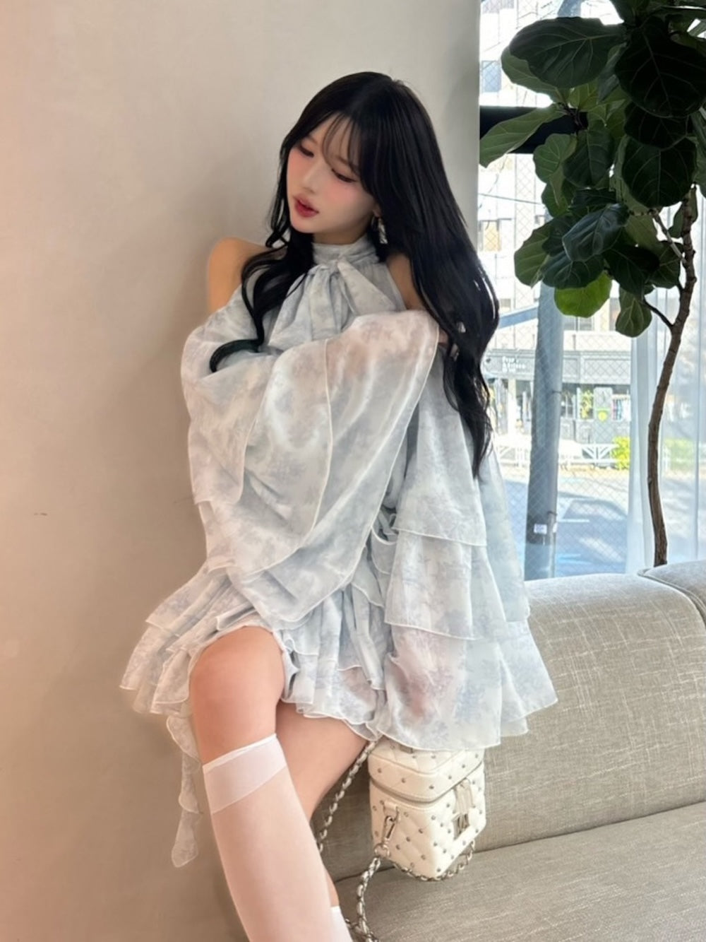 トワルドジュイシフォンフリルミニワンピース