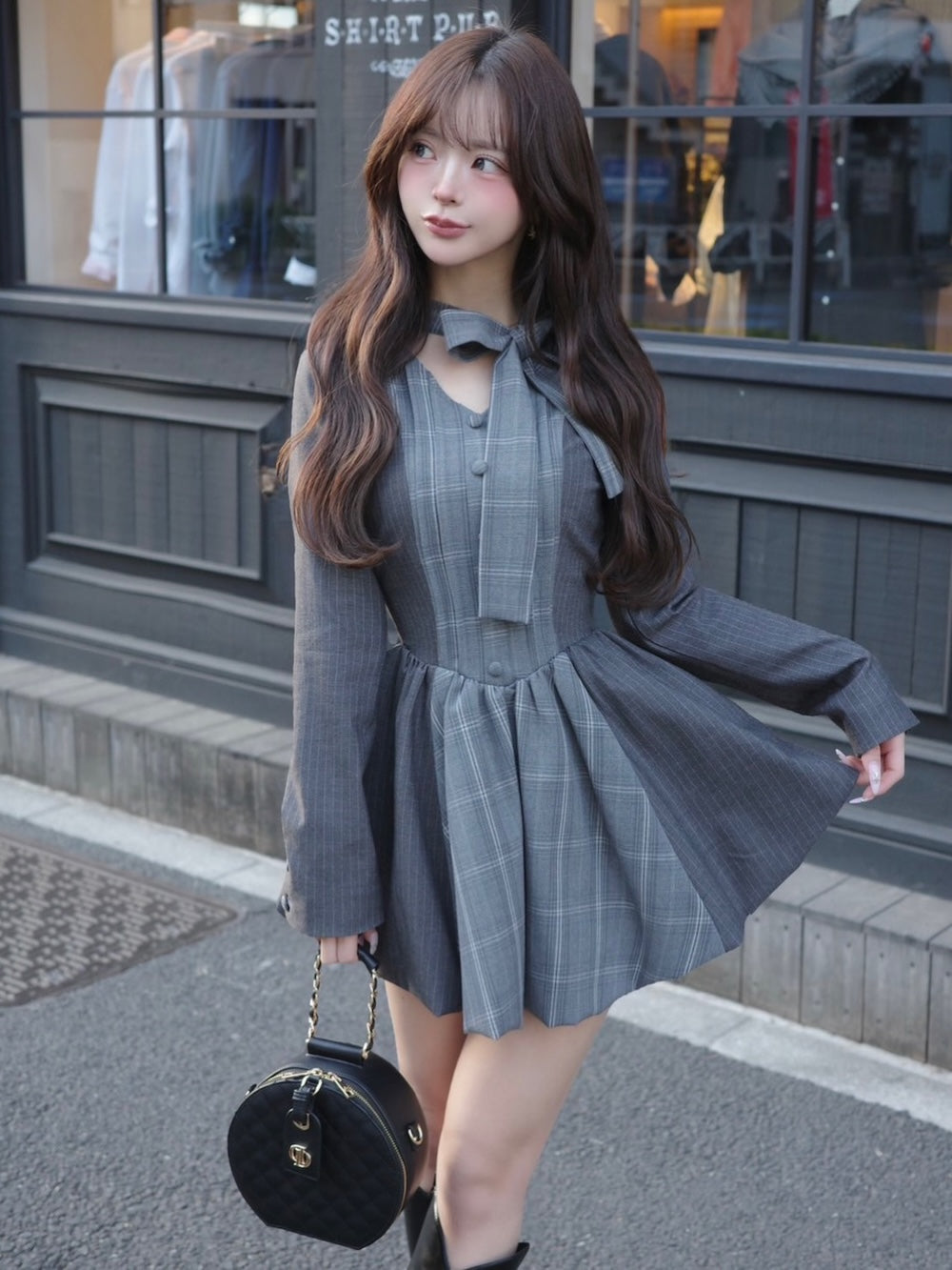 モデル：158cm（着用サイズ：FREE　着用カラー：GRY）