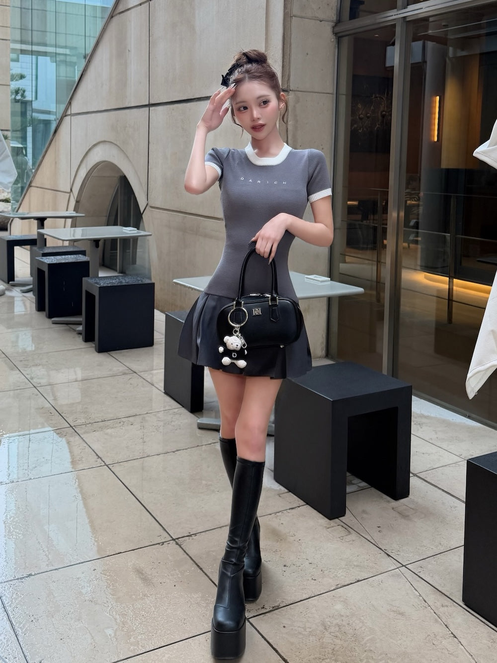 モデル：158cm（着用サイズ：FREE　着用カラー：GRY）