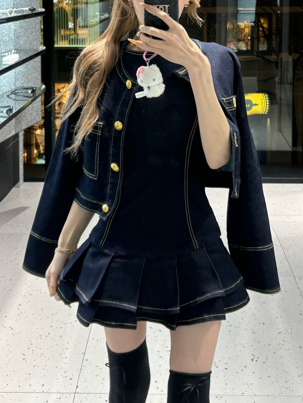 ダブルプリーツデニムミニワンピース – Darich
