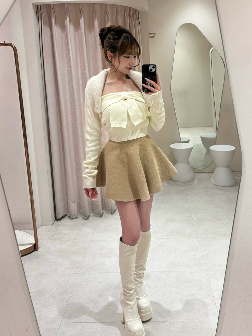 シャルムニットフレアミニスカート
