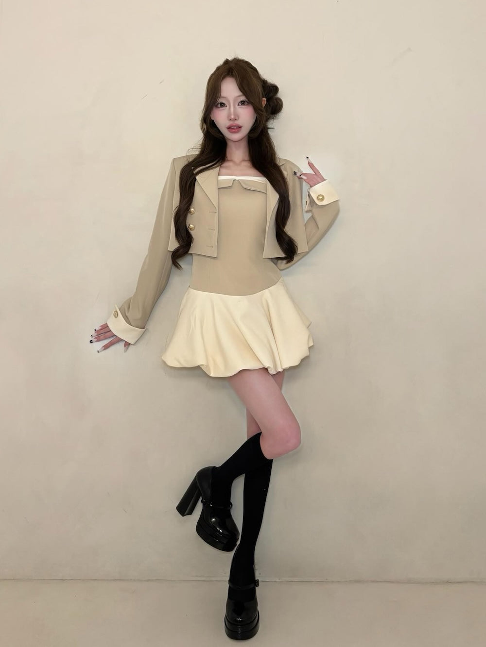 モデル：158cm（着用サイズ：FREE　着用カラー：BEG）