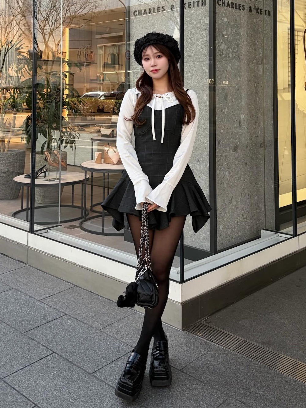 モデル：158cm（着用サイズ：FREE　着用カラー：C-GRY）