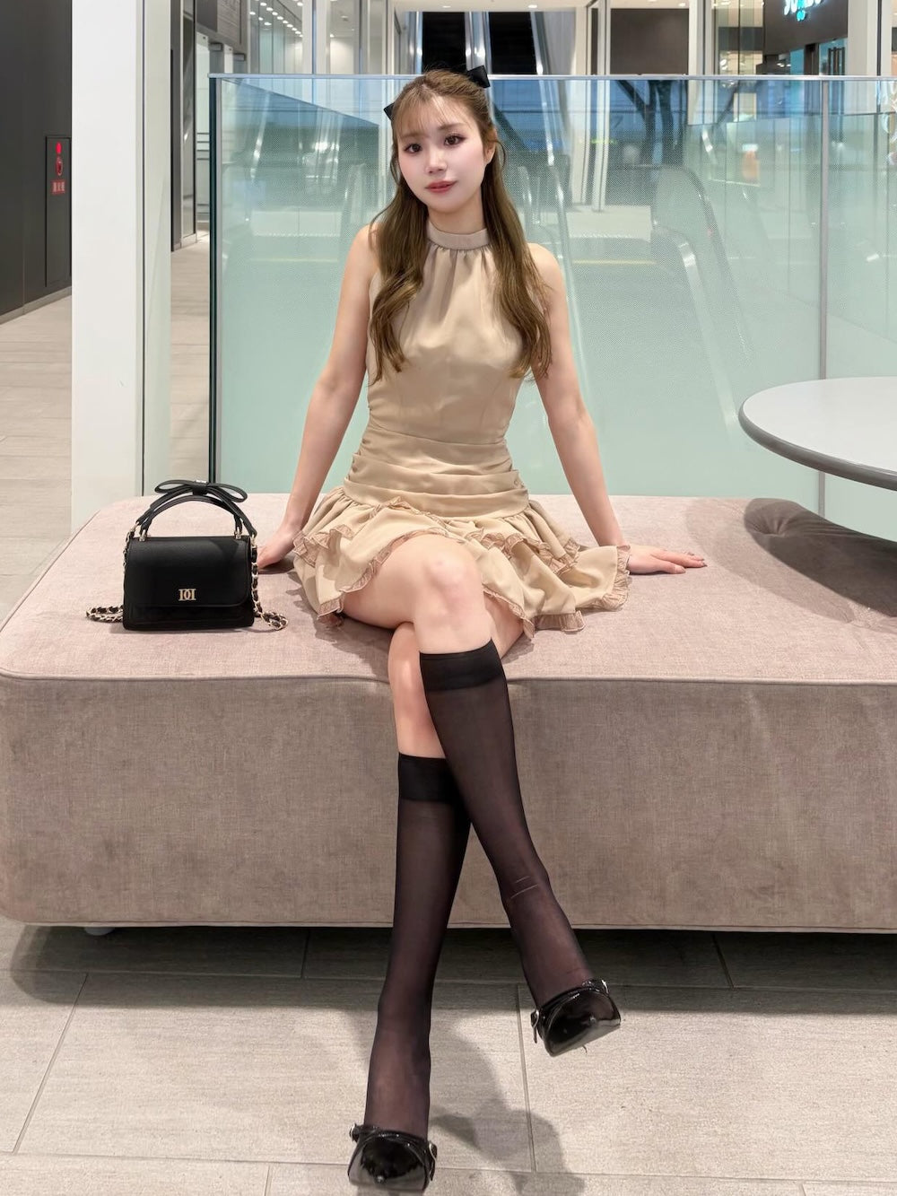 モデル：158cm（着用サイズ：FREE　着用カラー：BEG）